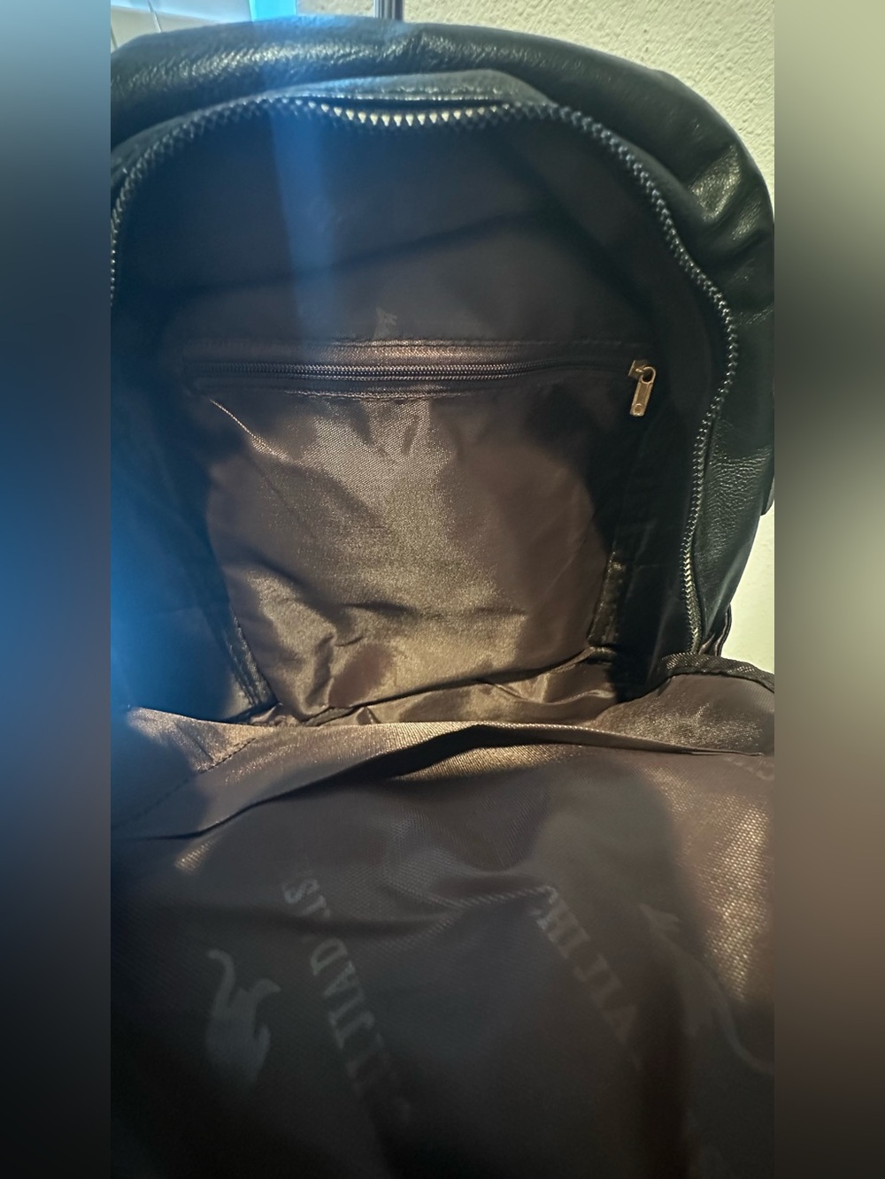 Black Leatherette Mini Backpack with Gold Accent - Picture 4 of 4